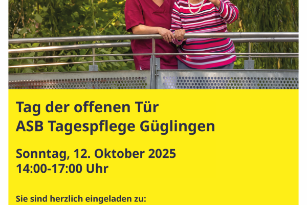 Einladung zum Tag der offenen Tür, ASB-Tagespflege in Güglingen.