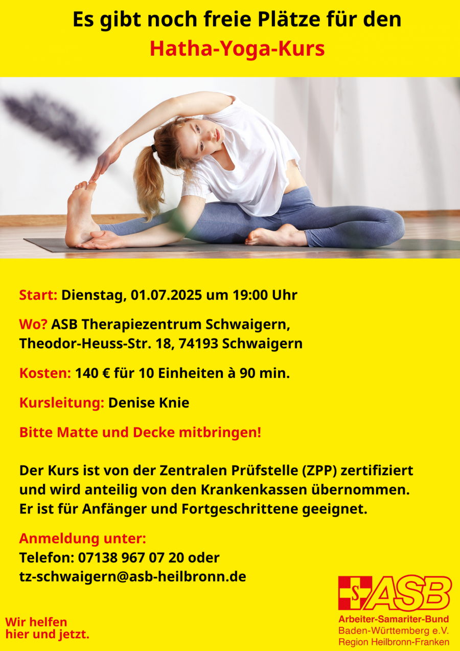Hatha-Yoga im ASB Therapiezentrum in Schwaigern