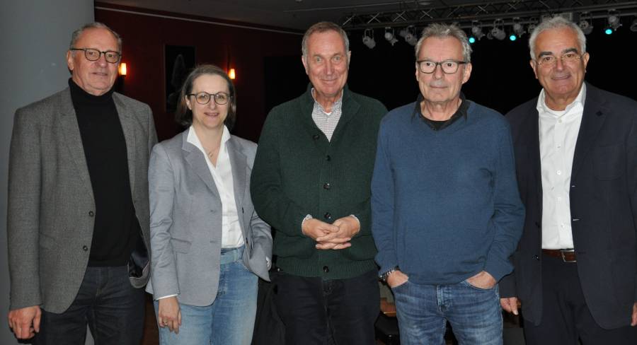 Axel Vornam, Izabela Beeken, Stephan Lamby, Wolfgang Heim, Guido Rebstock (v.l.) beim HEIMspiel.