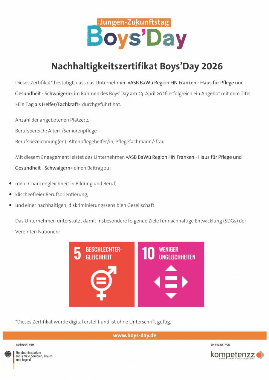 Ausgezeichnet: Das ASB Haus für Pflege und Gesundheit in Schwaigern